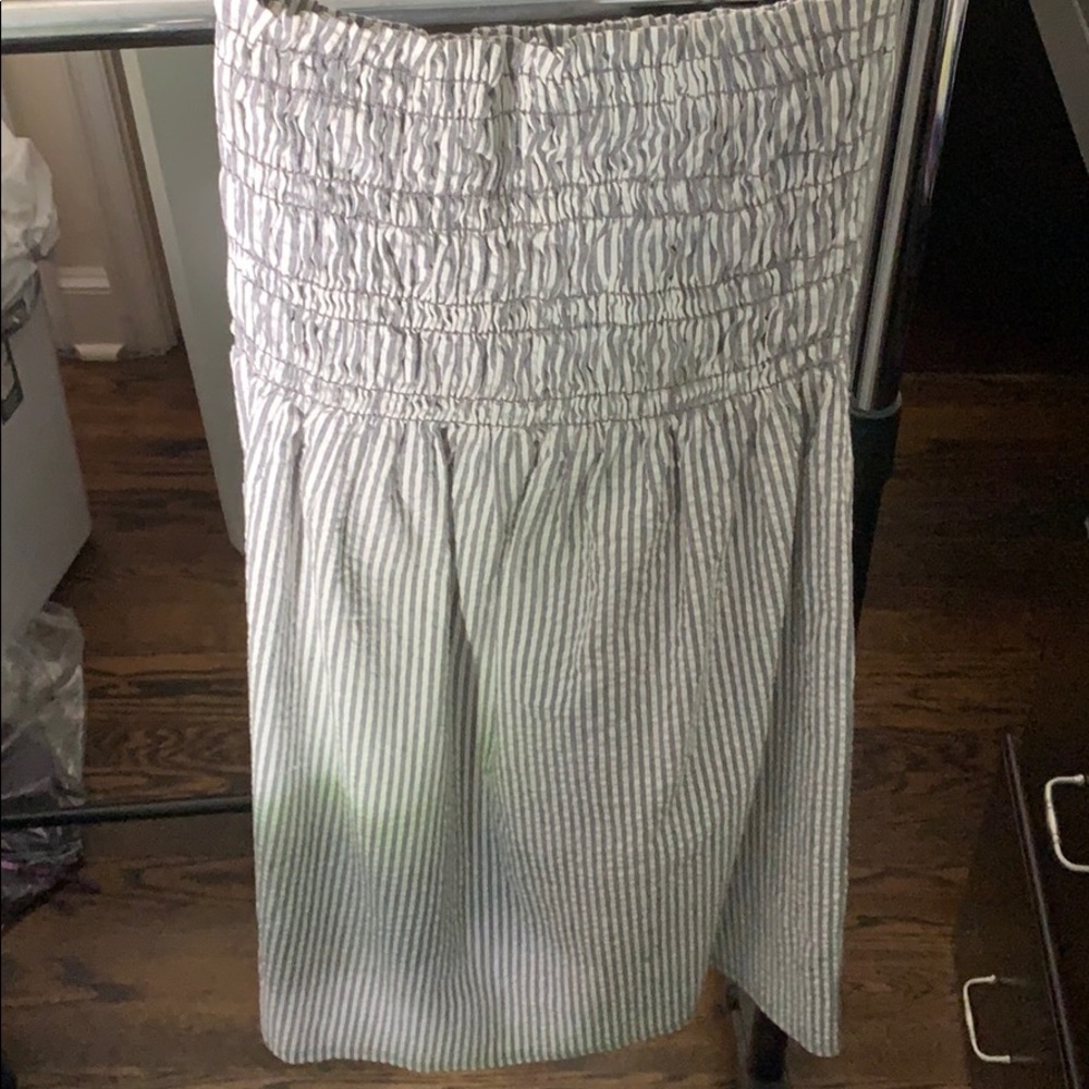 Seersucker strapless dress
